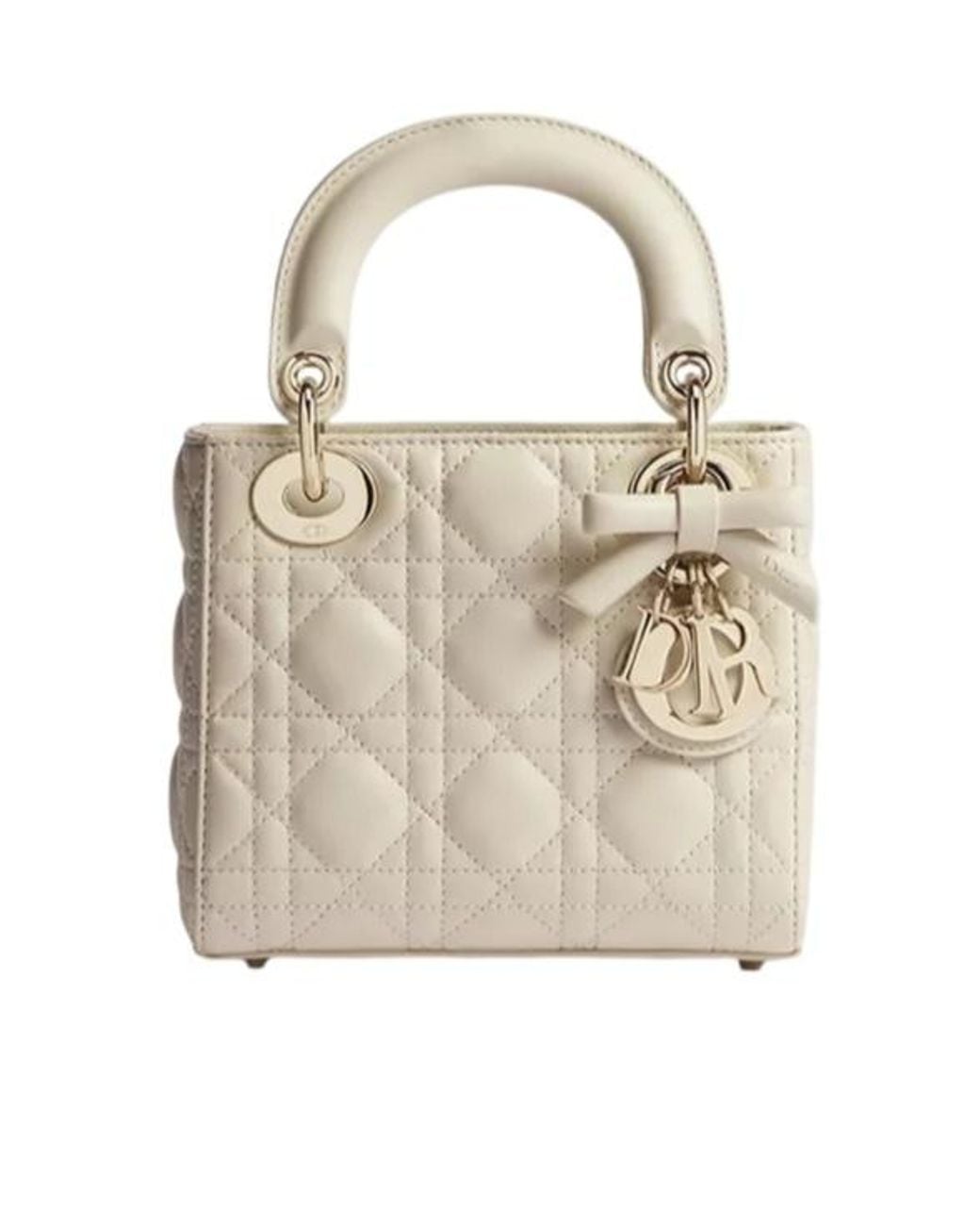 Dior White Mini Lady Bag With Chain