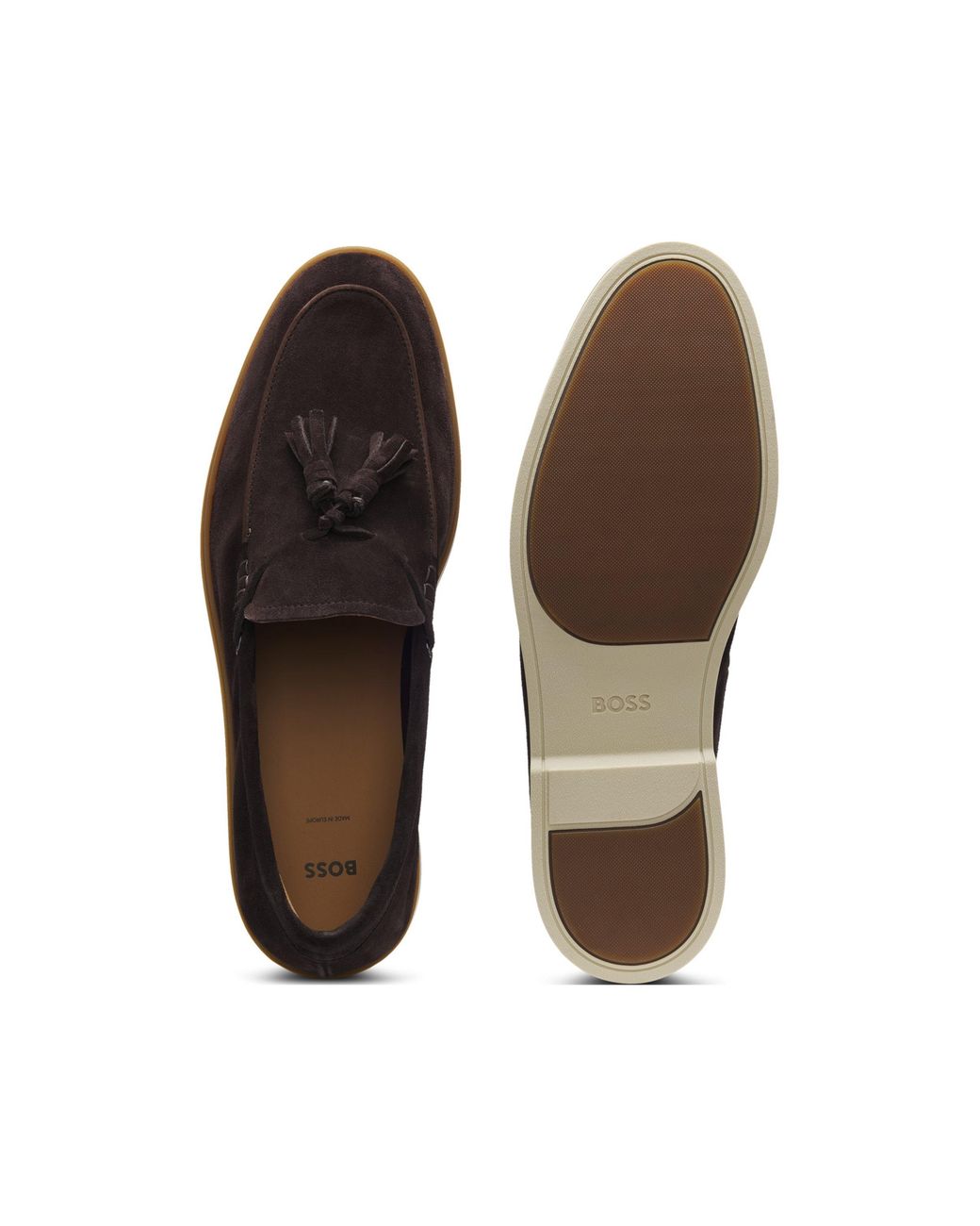 Boss Black Tassel-Detail Suede Loafers for men