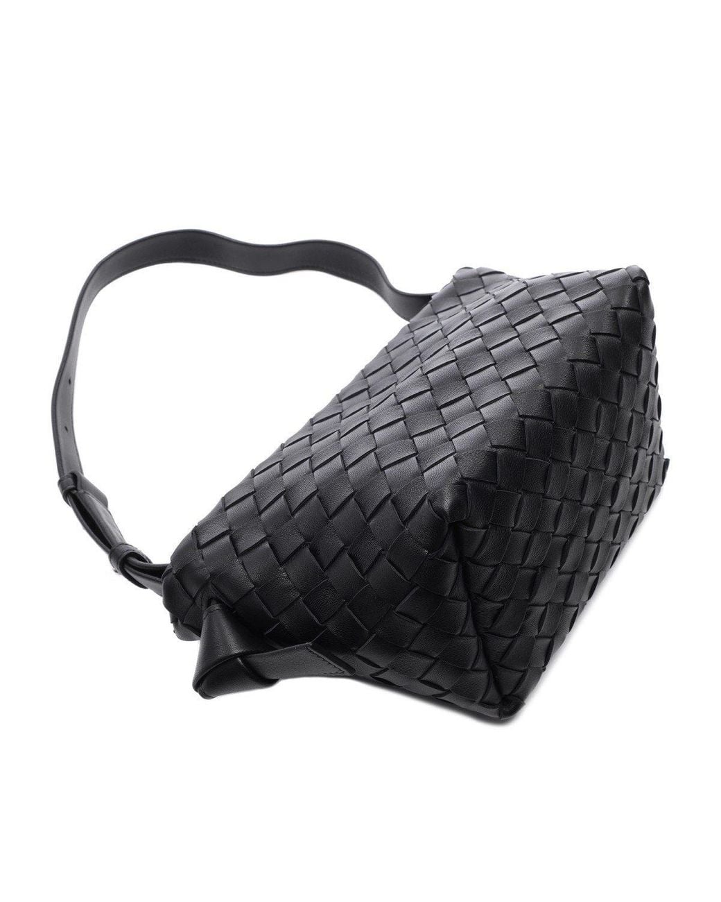Bottega Veneta Black Intrecciato Woven Crossbody Bag