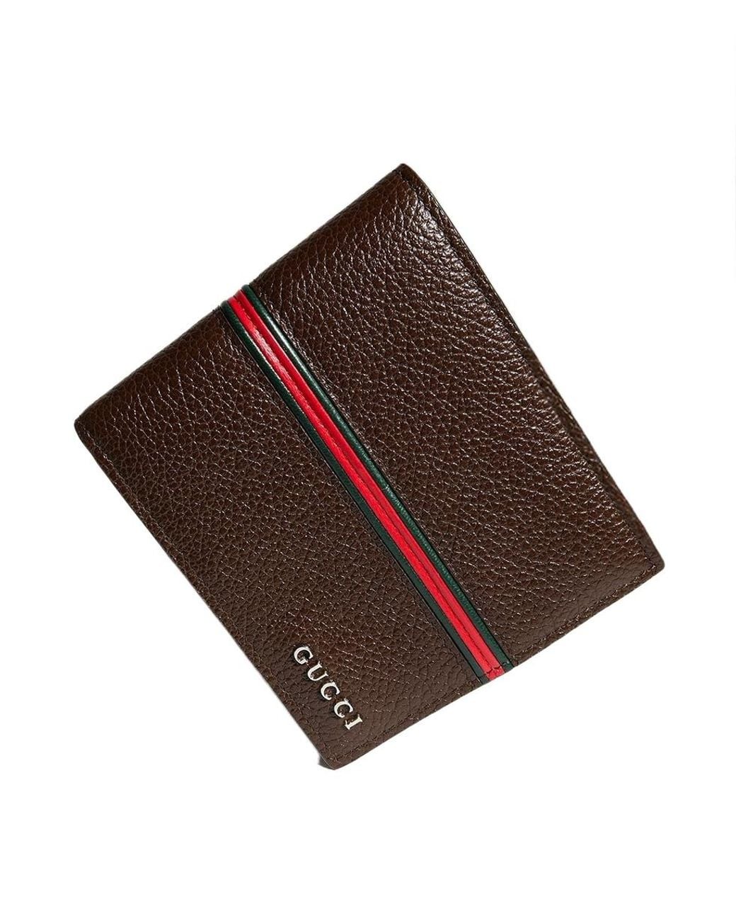 Gucci Brown Bi-Fold Coin Wallet With Web for men
