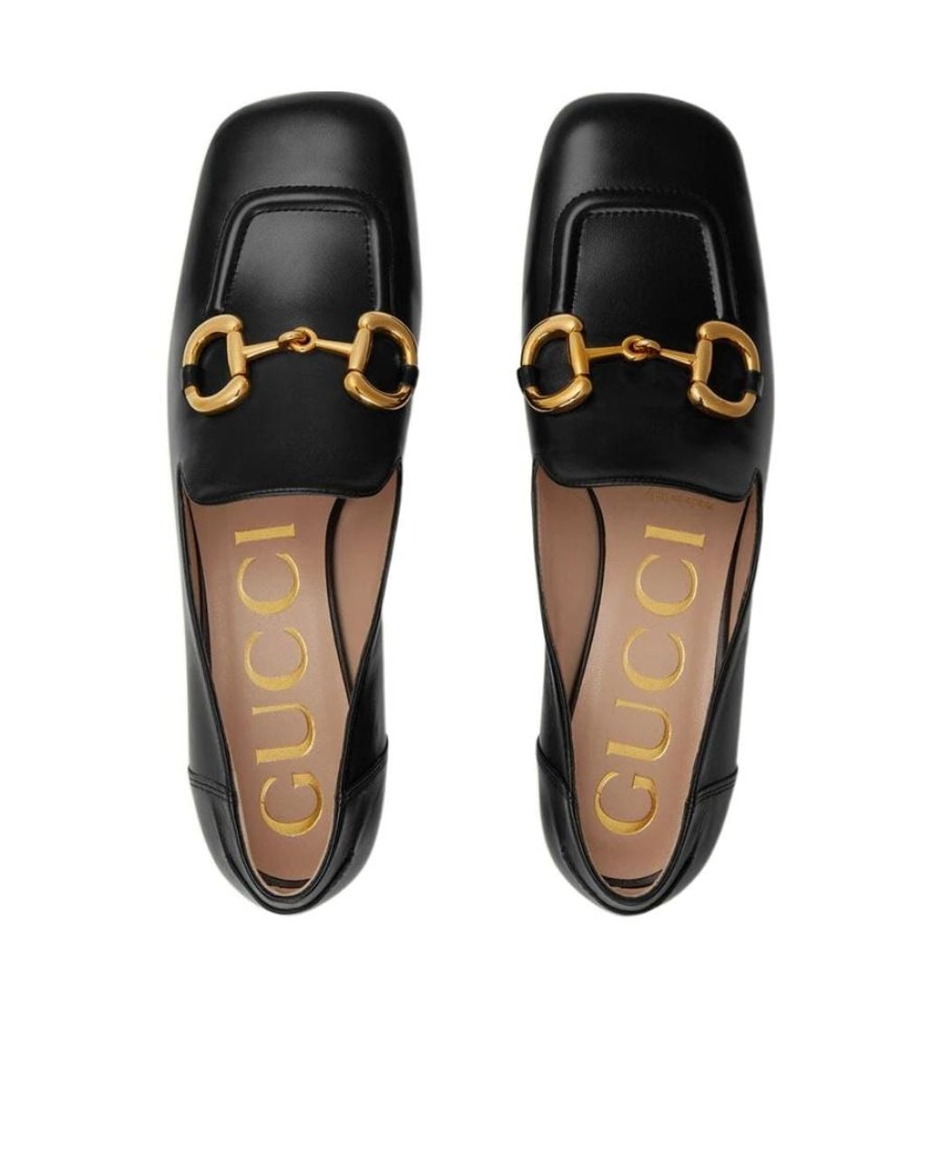 Gucci Black Horsebit-Detail Square-Toe Loafers