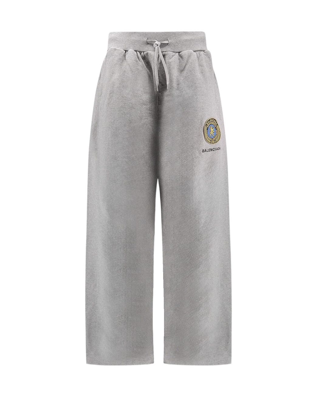 Balenciaga Gray Logo Embroidered Drawstring-Waist Pants for men