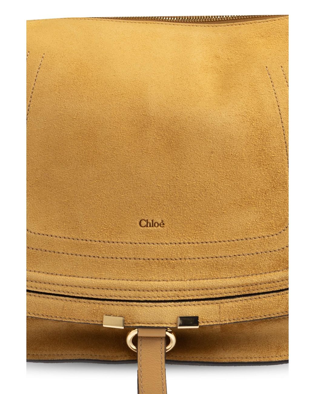 Chloé Natural Chloé Logo Debossed Foldover Top Tote Bag