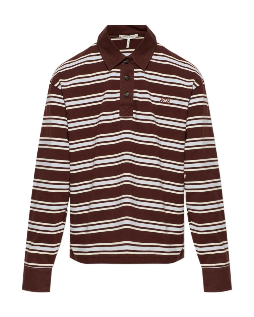Rag & Bone Red Striped Long Sleeve Polo T-Shirt