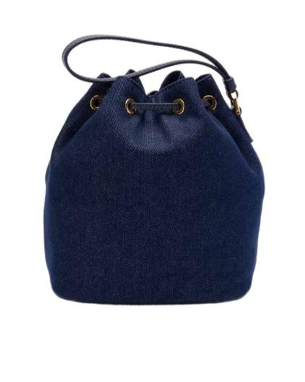 Bally Blue Logo Printed Bar Mini Bucket Bag