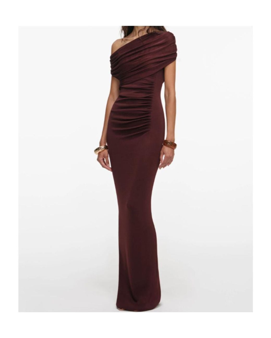 Self-Portrait Red Draped Knitted Midi Dress