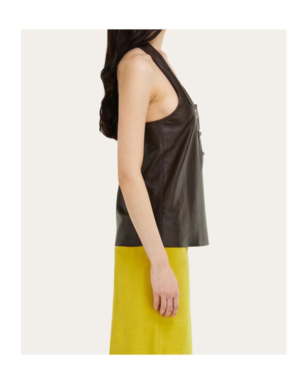 Ferragamo Black Nappa Racer Back Vest
