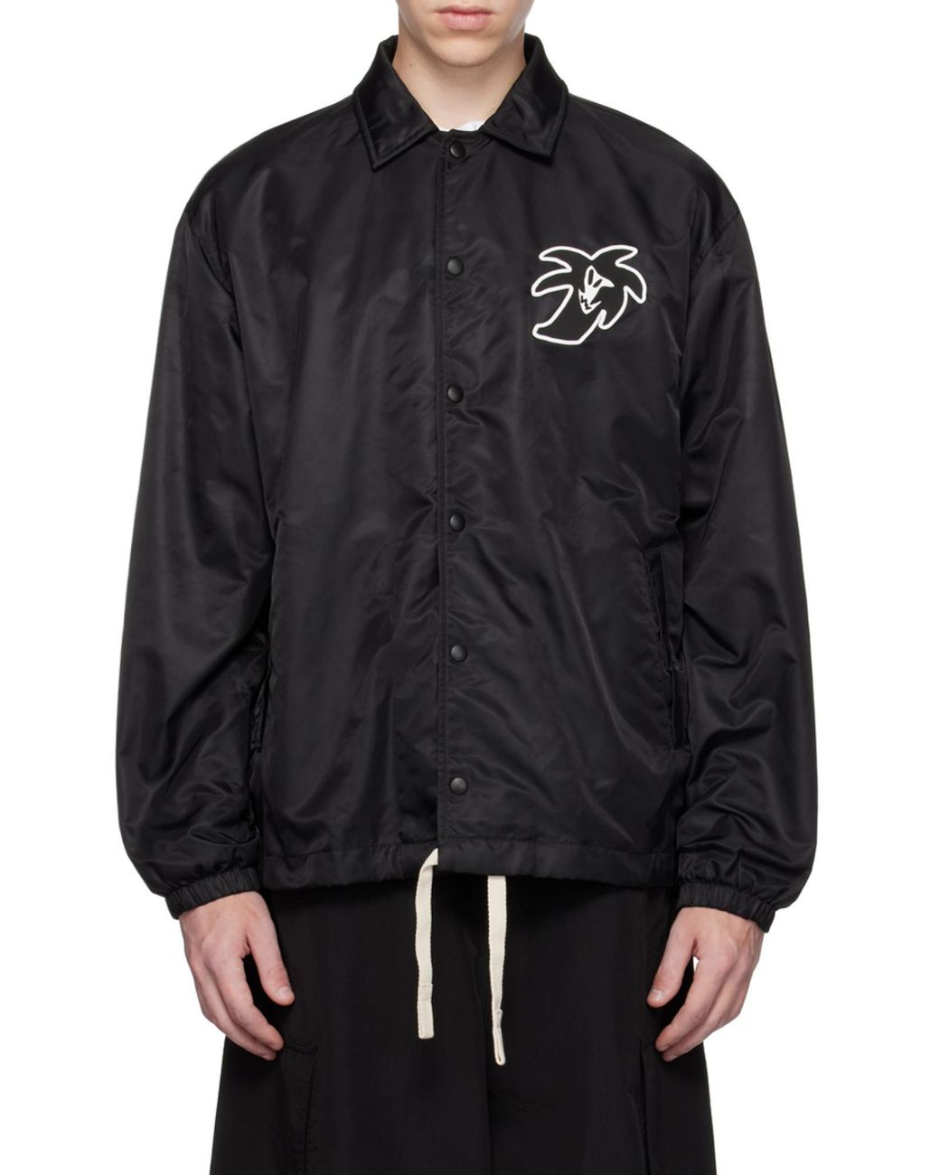 Palm Angels Black Logo Printed Coat for men