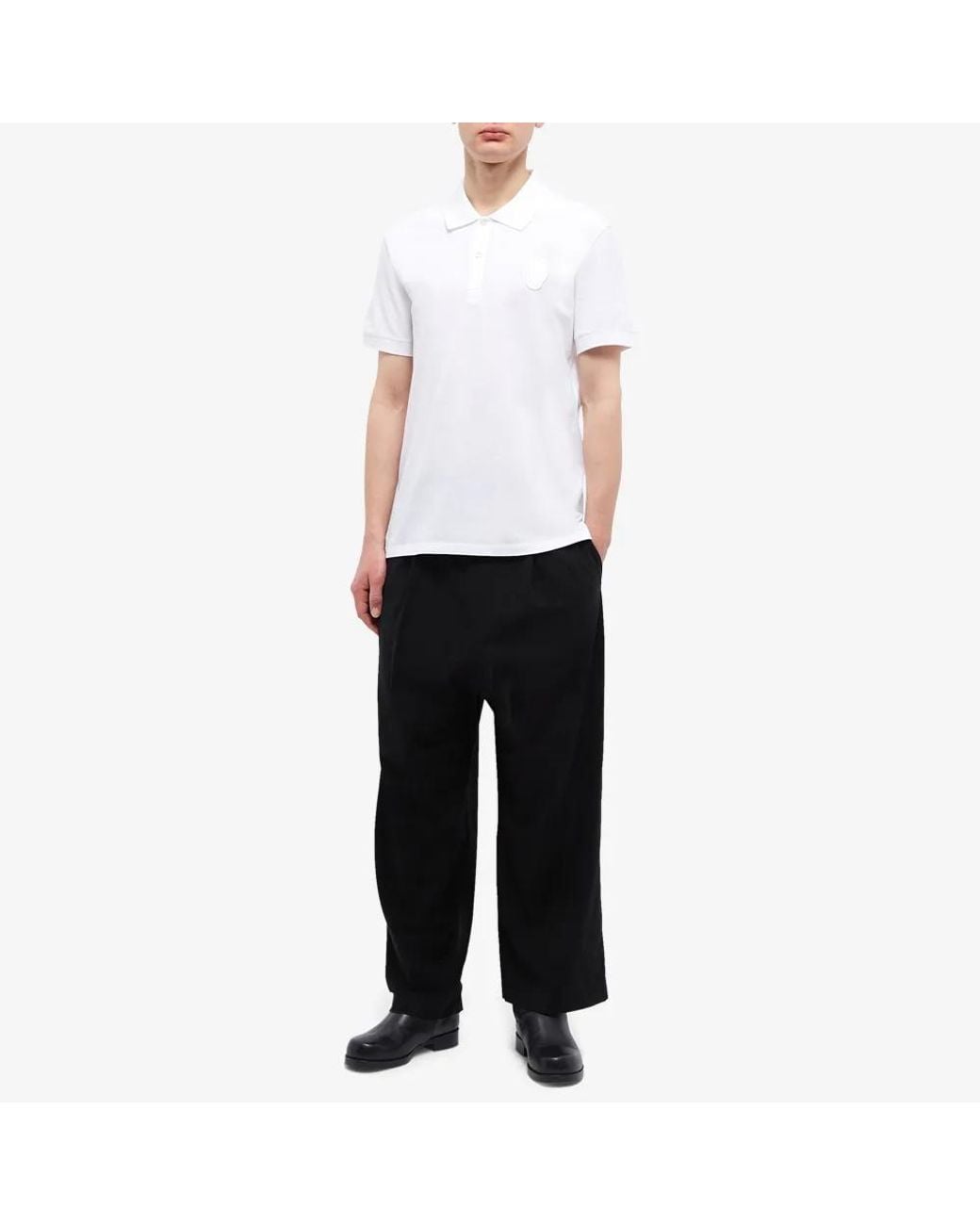 McQueen White Skull-Patch Polo Shirt for men