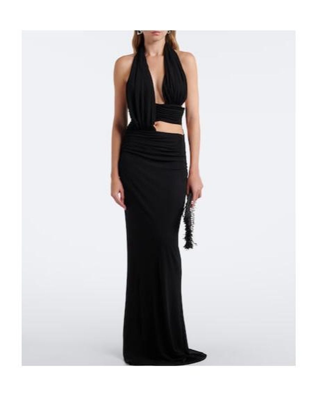 Christopher Esber Black Draped Halterneck Jersey Gown