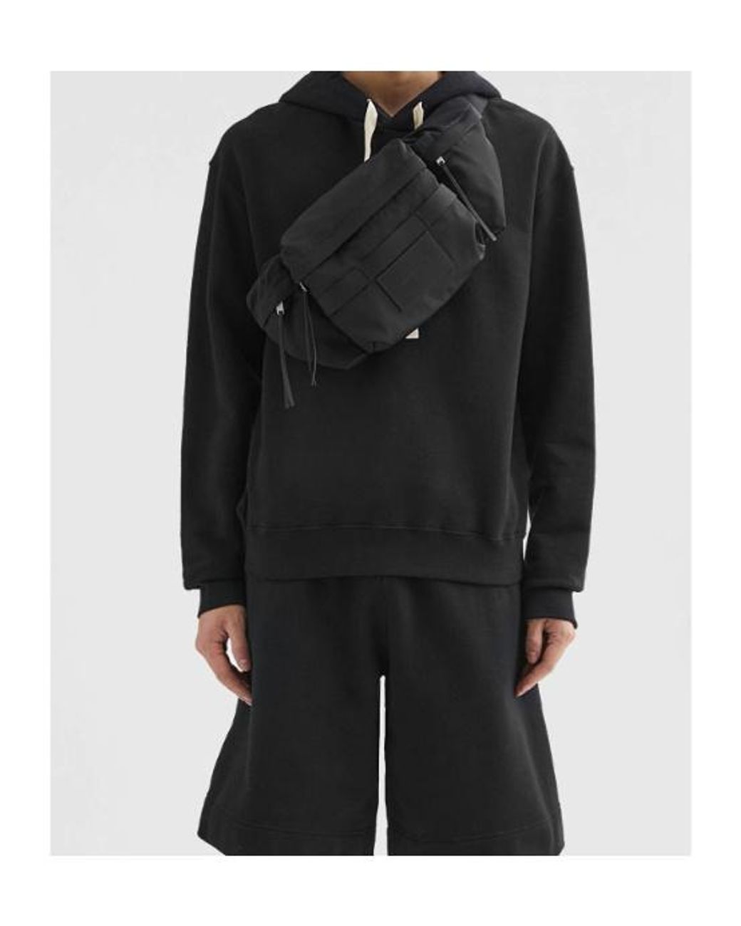 Jil Sander Black Cotton Terry Hooded Sweatshirt for men