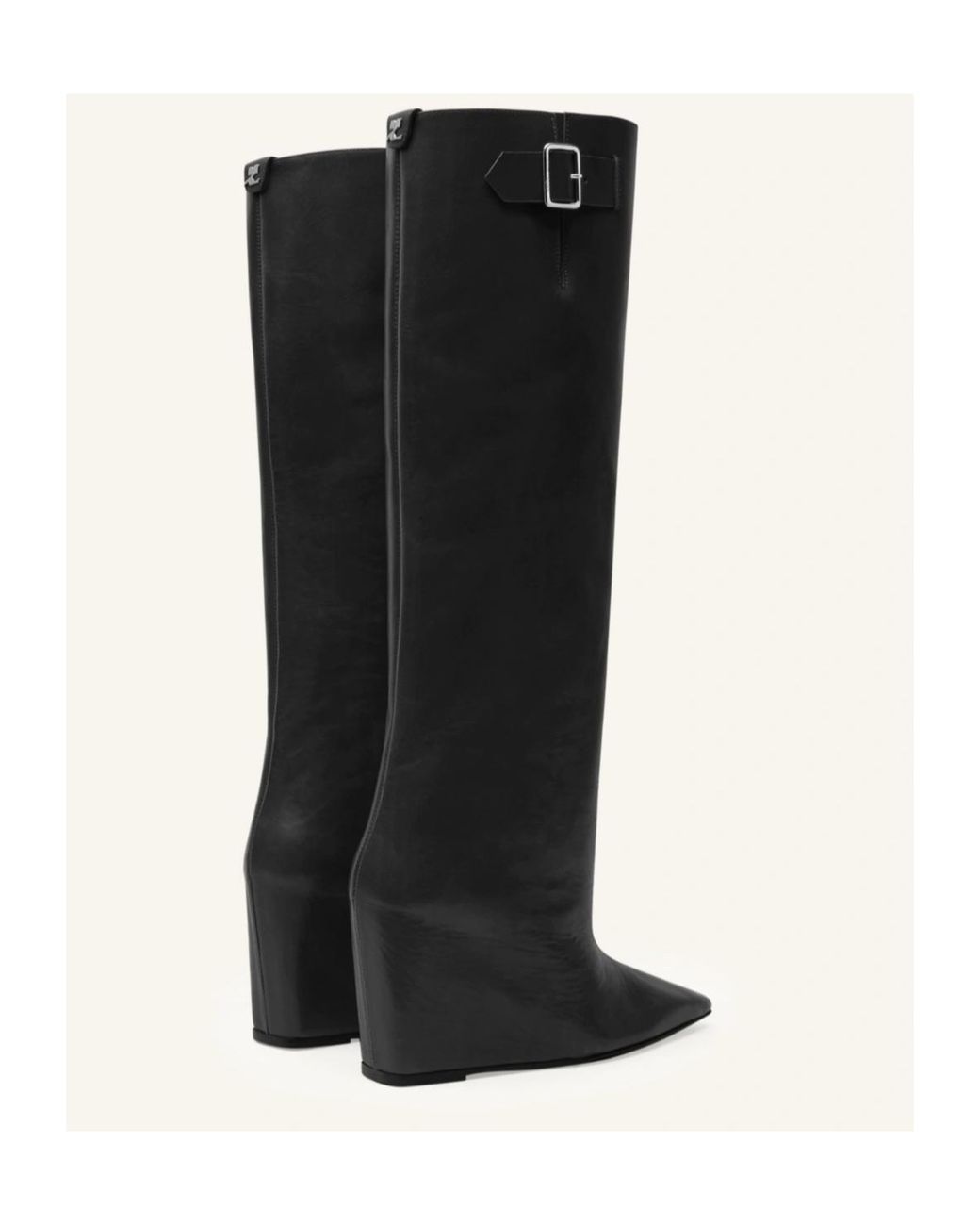 Courreges Black Courrèges Astro Pointed-Toe Buckle-Detailed Boots