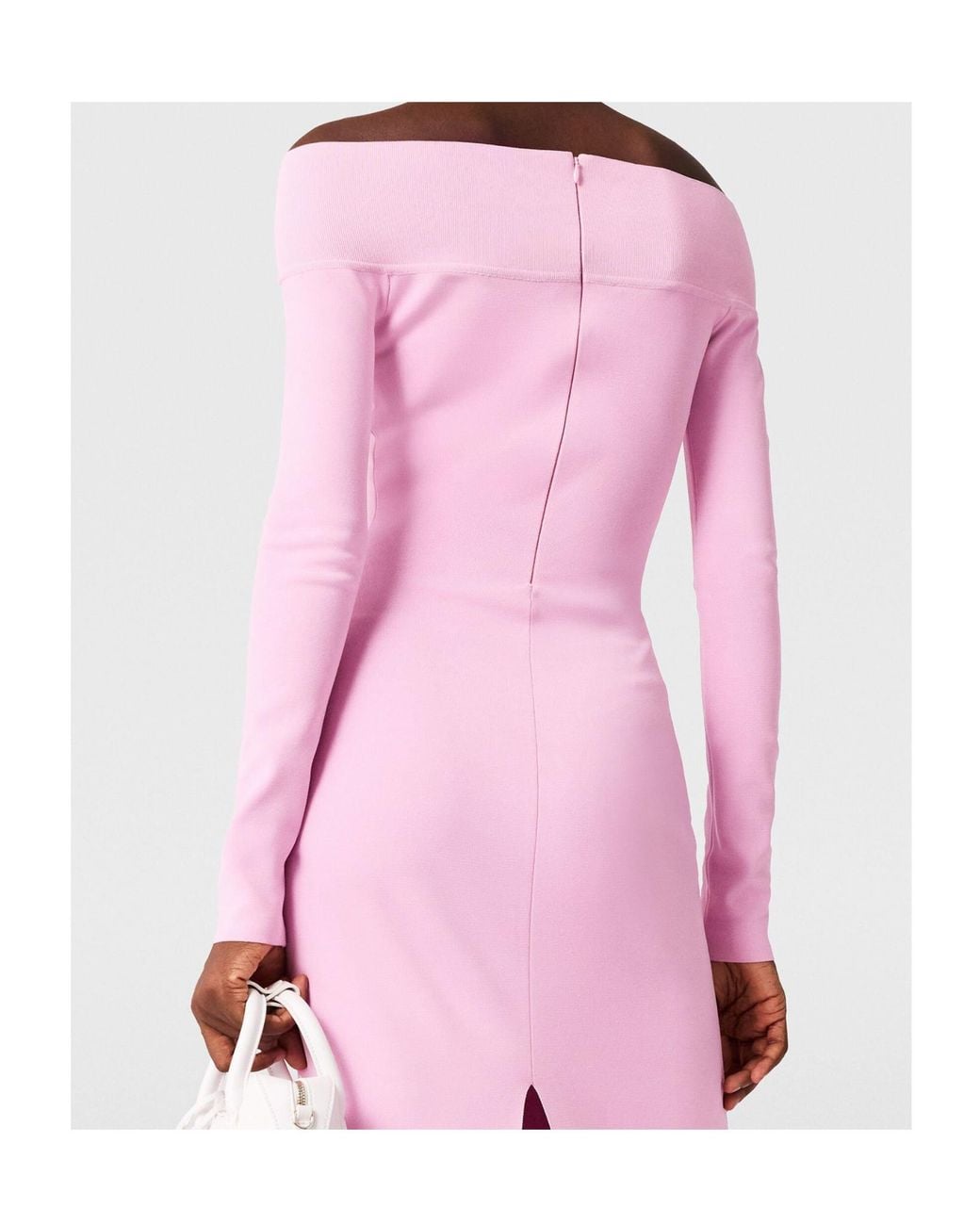 Stella McCartney Pink Off-Shoulder Long-Sleeve Midi Dress