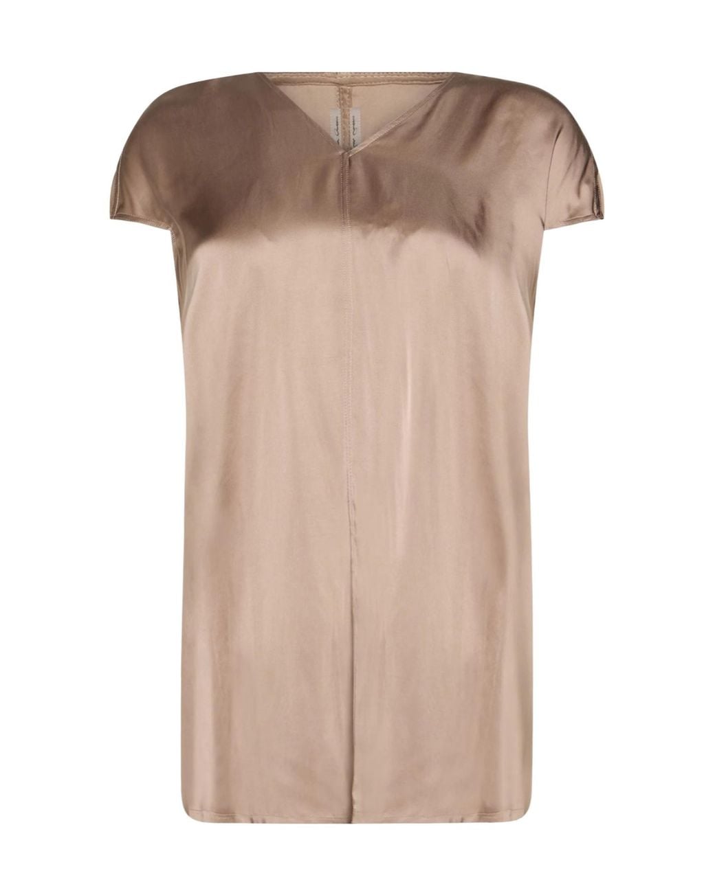 Rick Owens Natural Solid-Colored Satin Short-Sleeve Top