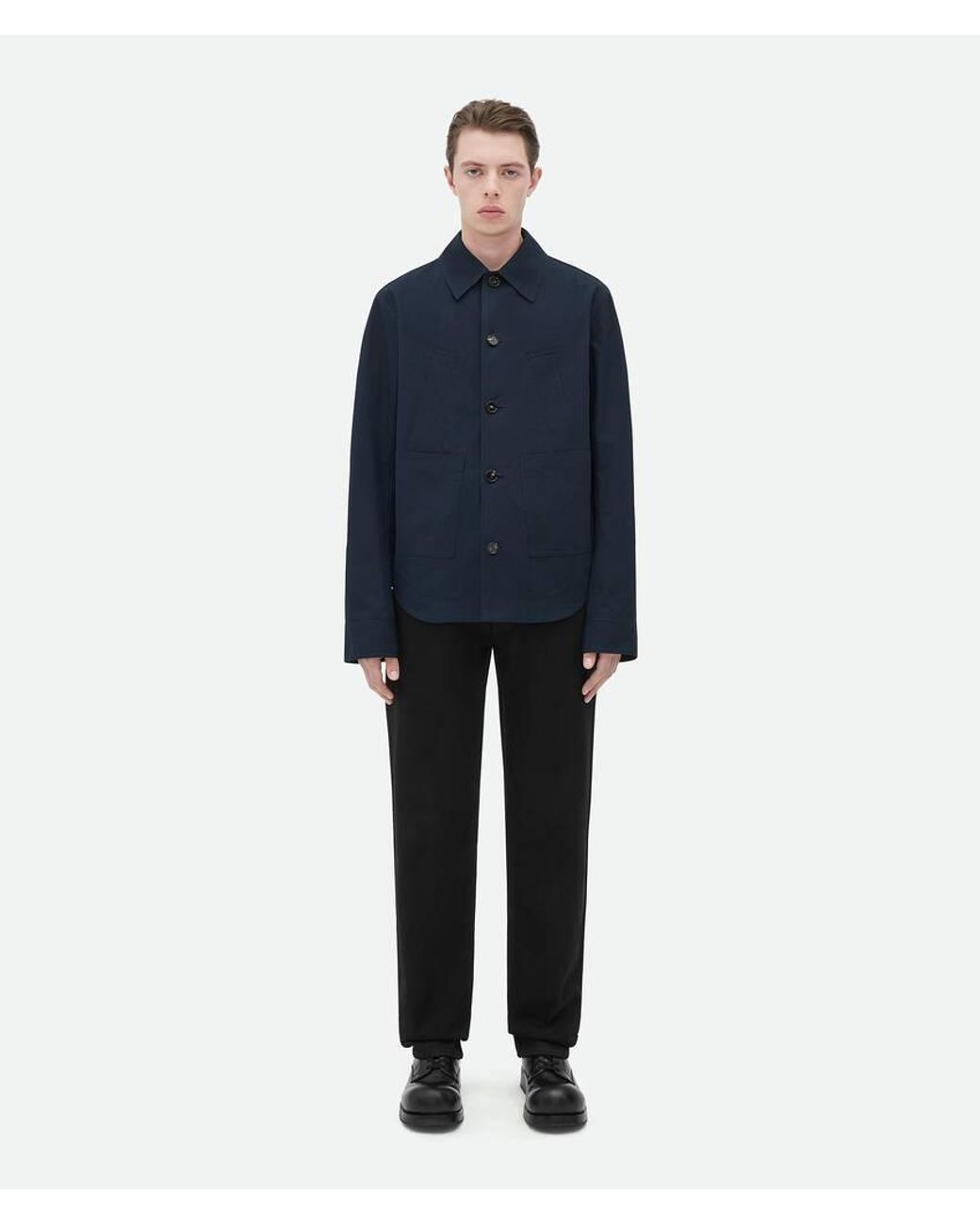 Bottega Veneta Blue Buttoned Overshirt Jacket for men
