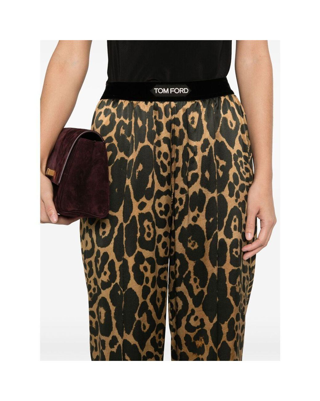 Tom Ford Natural Leopard Printed Wide Leg Pants