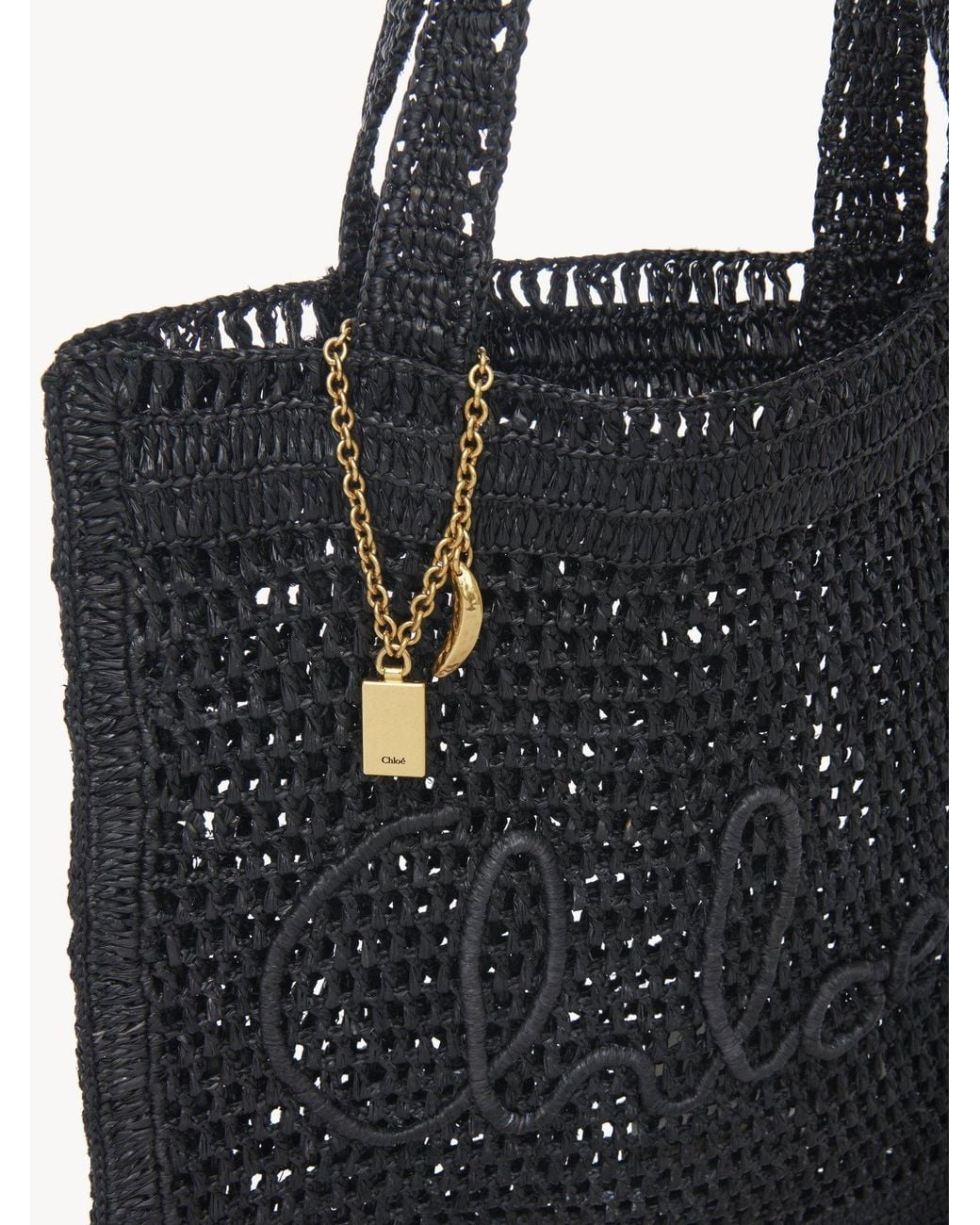 Chloé Black Chloé Summer Banana Logo Detailed Tote Bag
