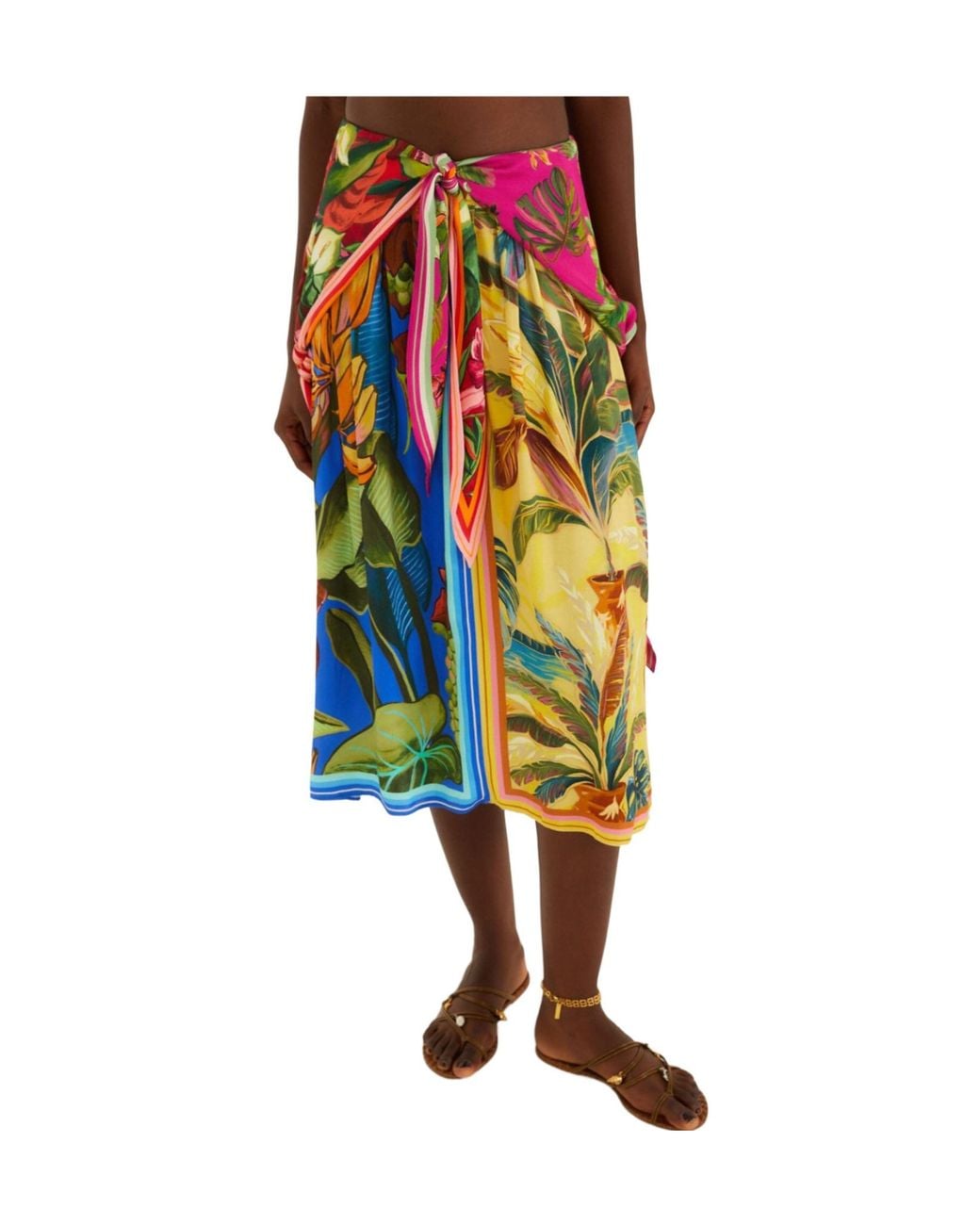 Farm Rio Multicolor Printed Midi Skirt