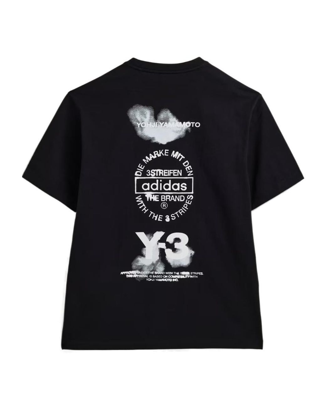 Y-3 Black Graphic Printed Short Sleeved T-Shirt for men