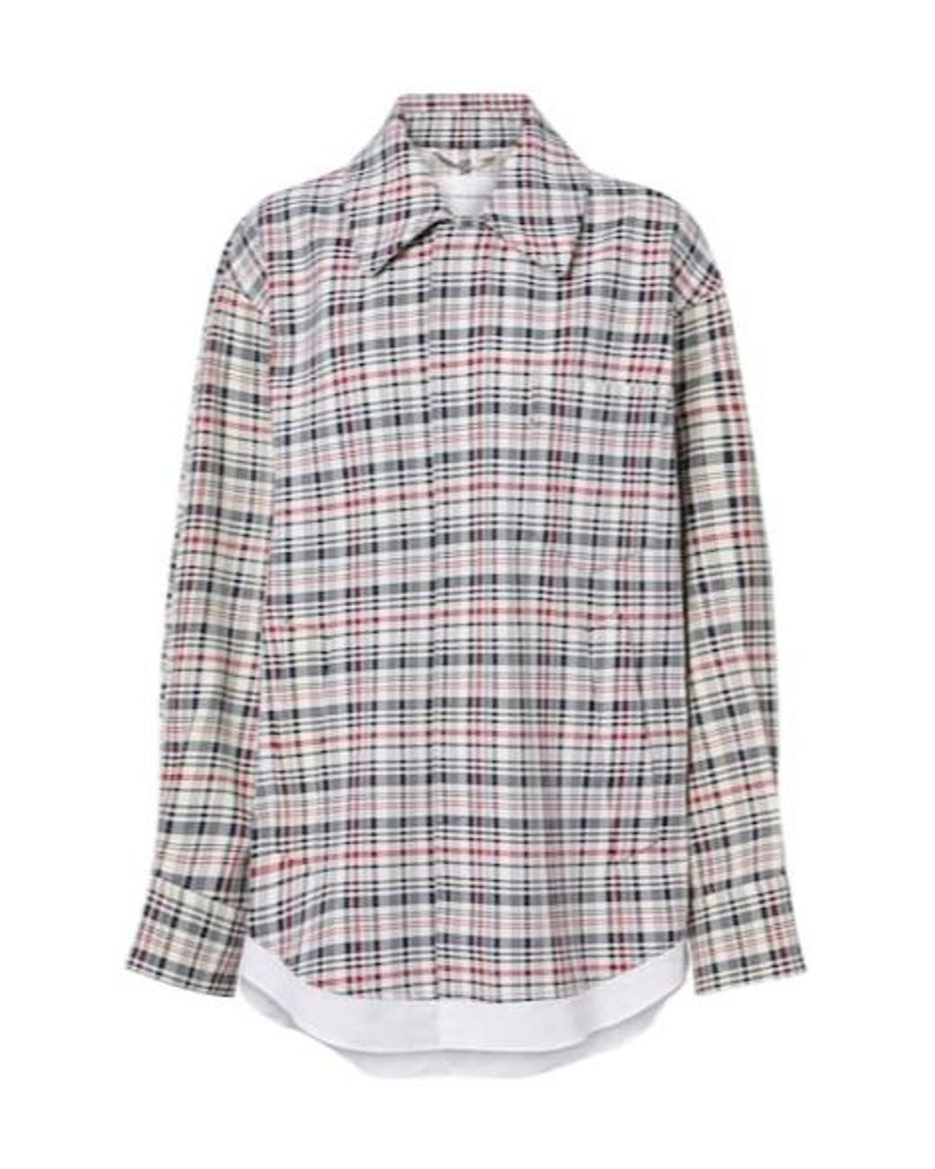 Victoria Beckham White Checked Oversized Cotton And Wool Jacket