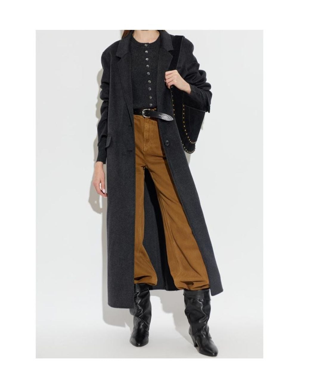 Isabel Marant Black Single-Breasted Long Coat