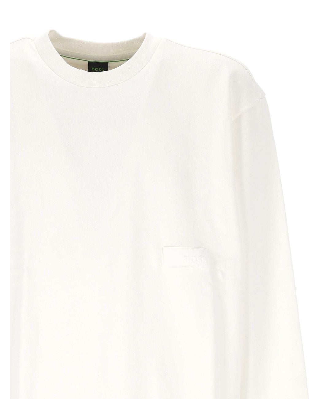 Boss White Logo-Patch Sweater for men