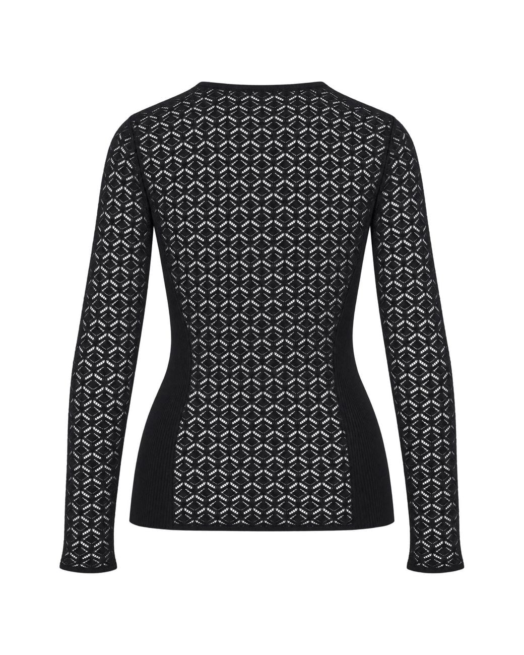 Patrizia Pepe Black Sheer Pattern Long Sleeve Knitted Sweater