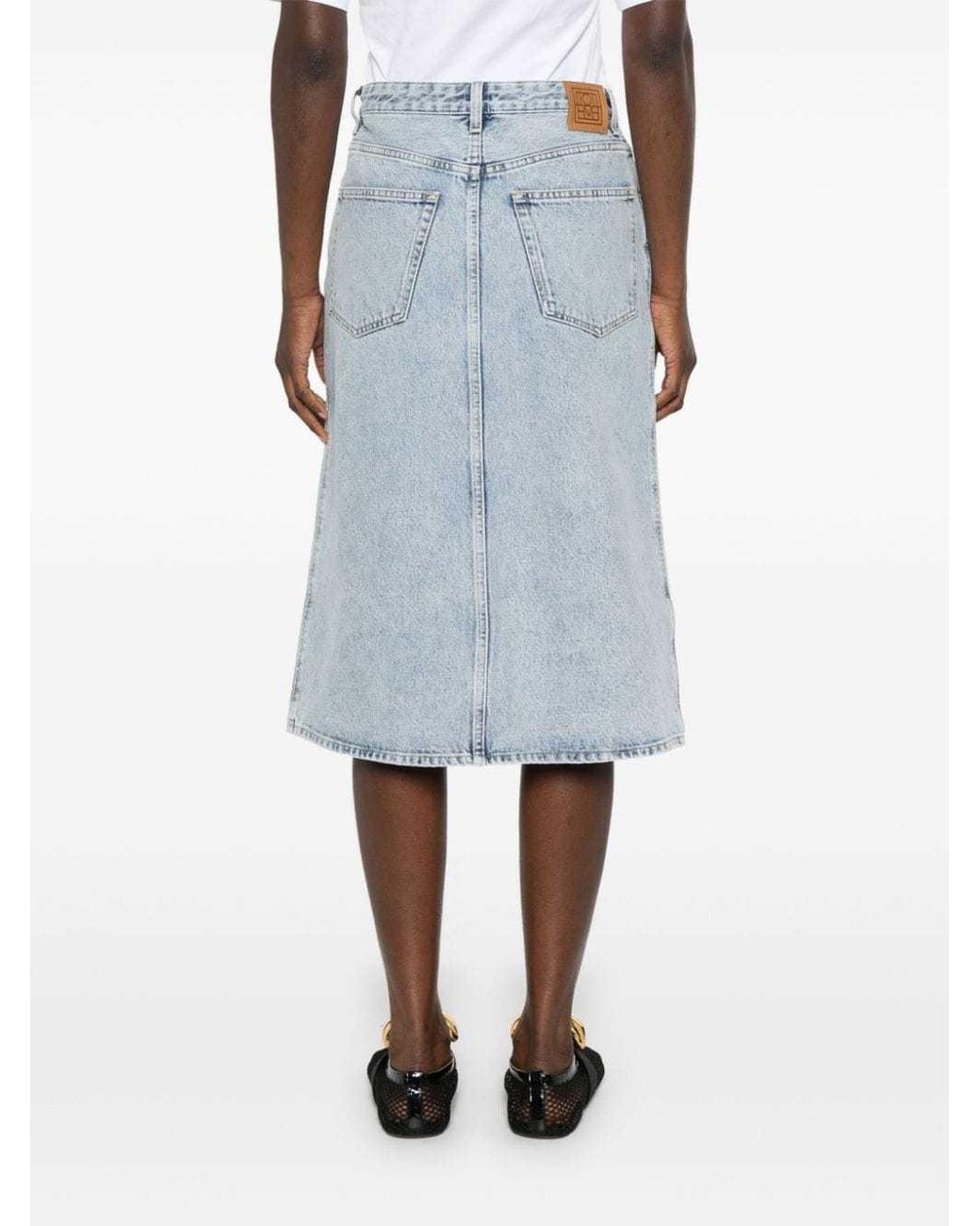 Totême  Blue Totême Mid-Rise Denim Midi Skirt