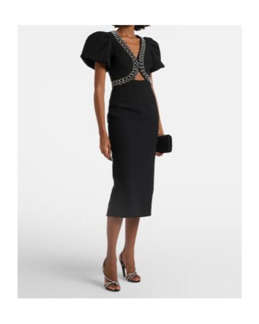 Rebecca Vallance Black Nyx Cutout Embellished Cocktail Dress