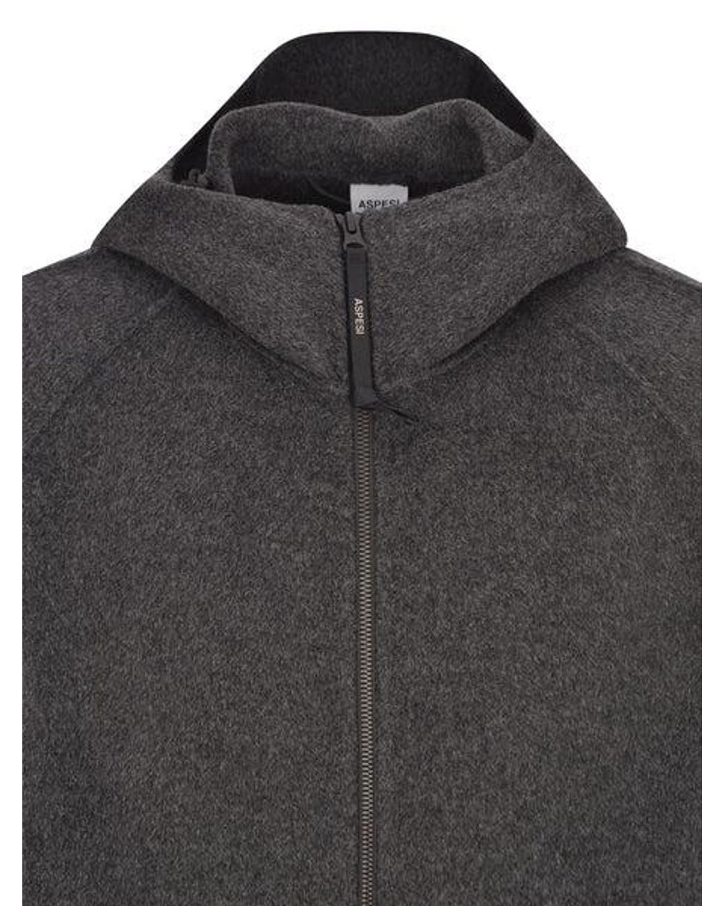 Aspesi Blue Zip-Up Hooded Coat for men