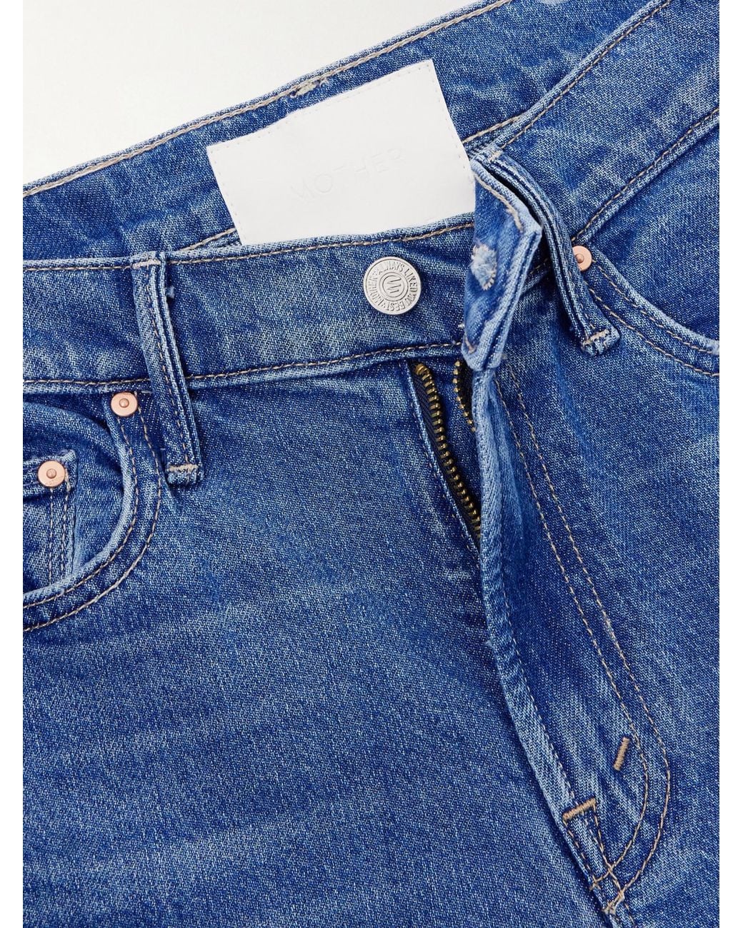 Mother Blue The Outsider Flood Cropped Mid-Rise Flared Jeans