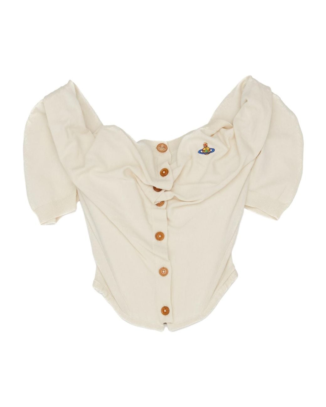 Vivienne Westwood White Button Draped-Detail Cardigan