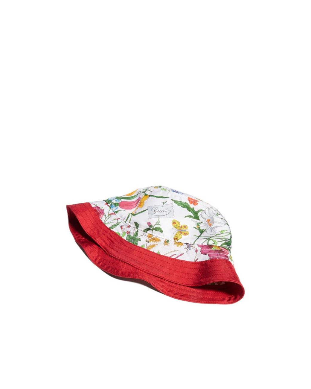 Gucci Red Printed Silk Twill Bucket Hat