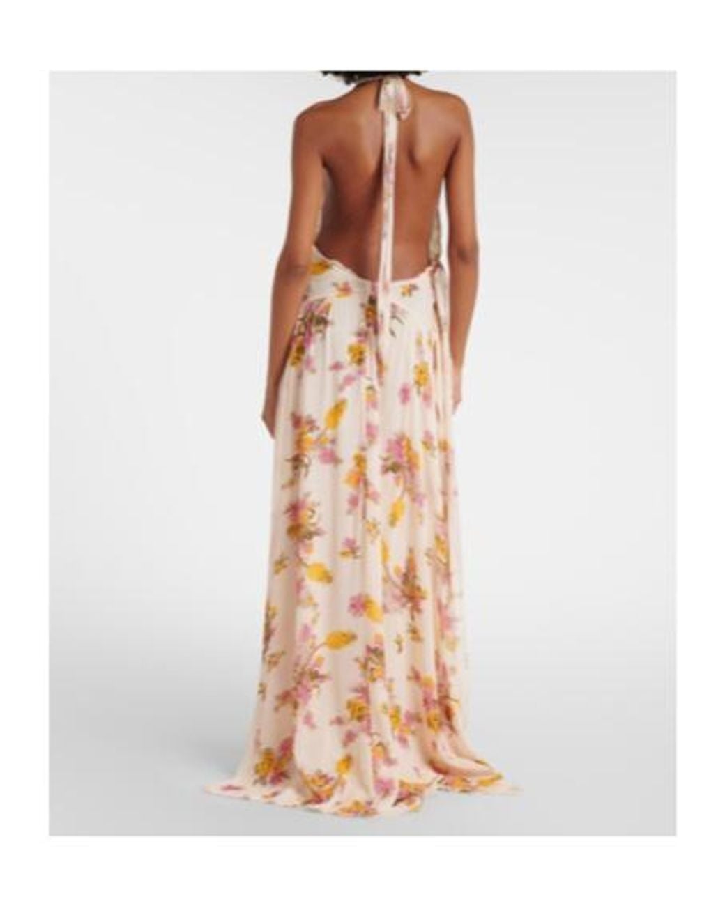 Blumarine Metallic Floral Ruffled Georgette Gown