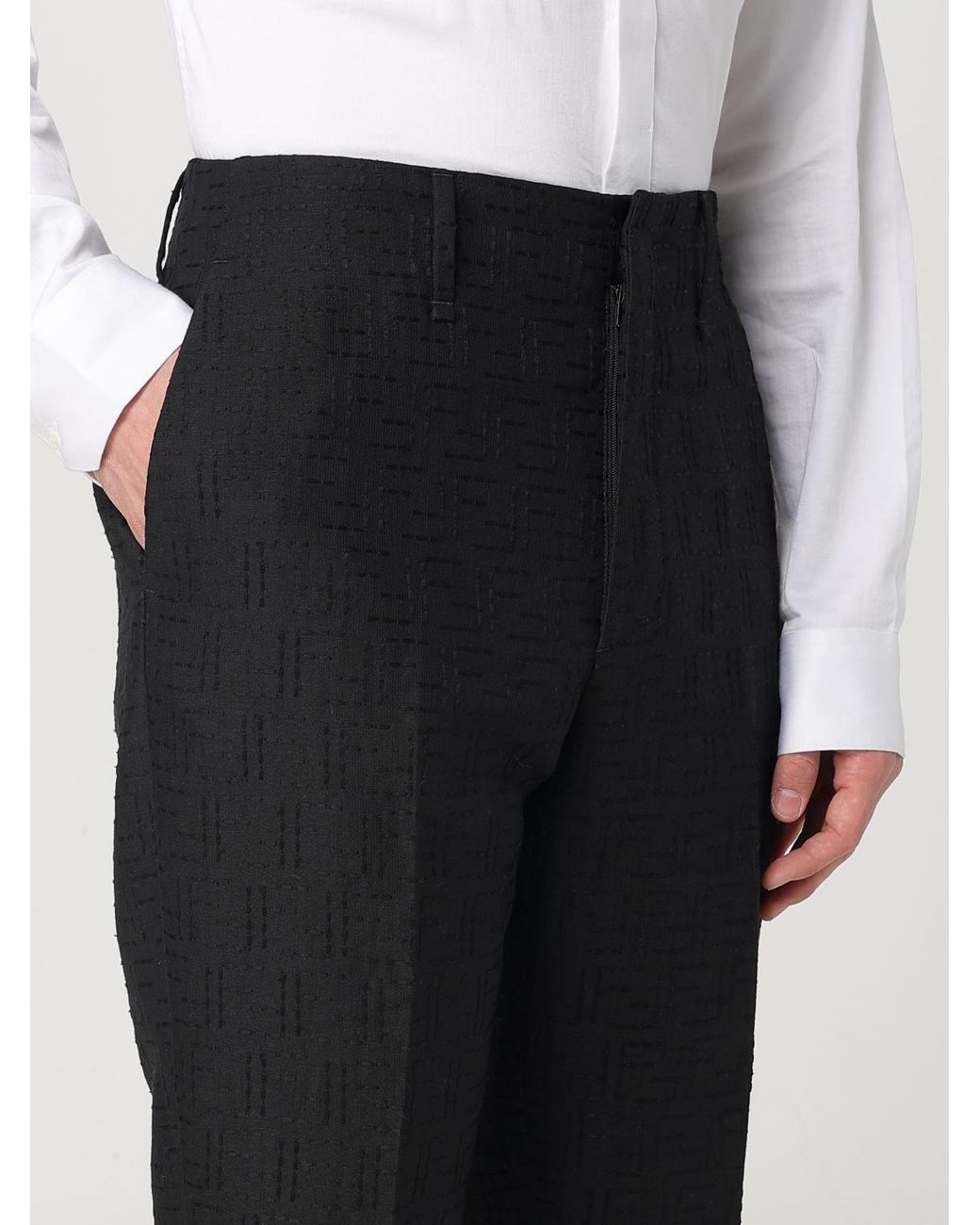 Fendi Black Ff Jacquard Tailored Trousers for men