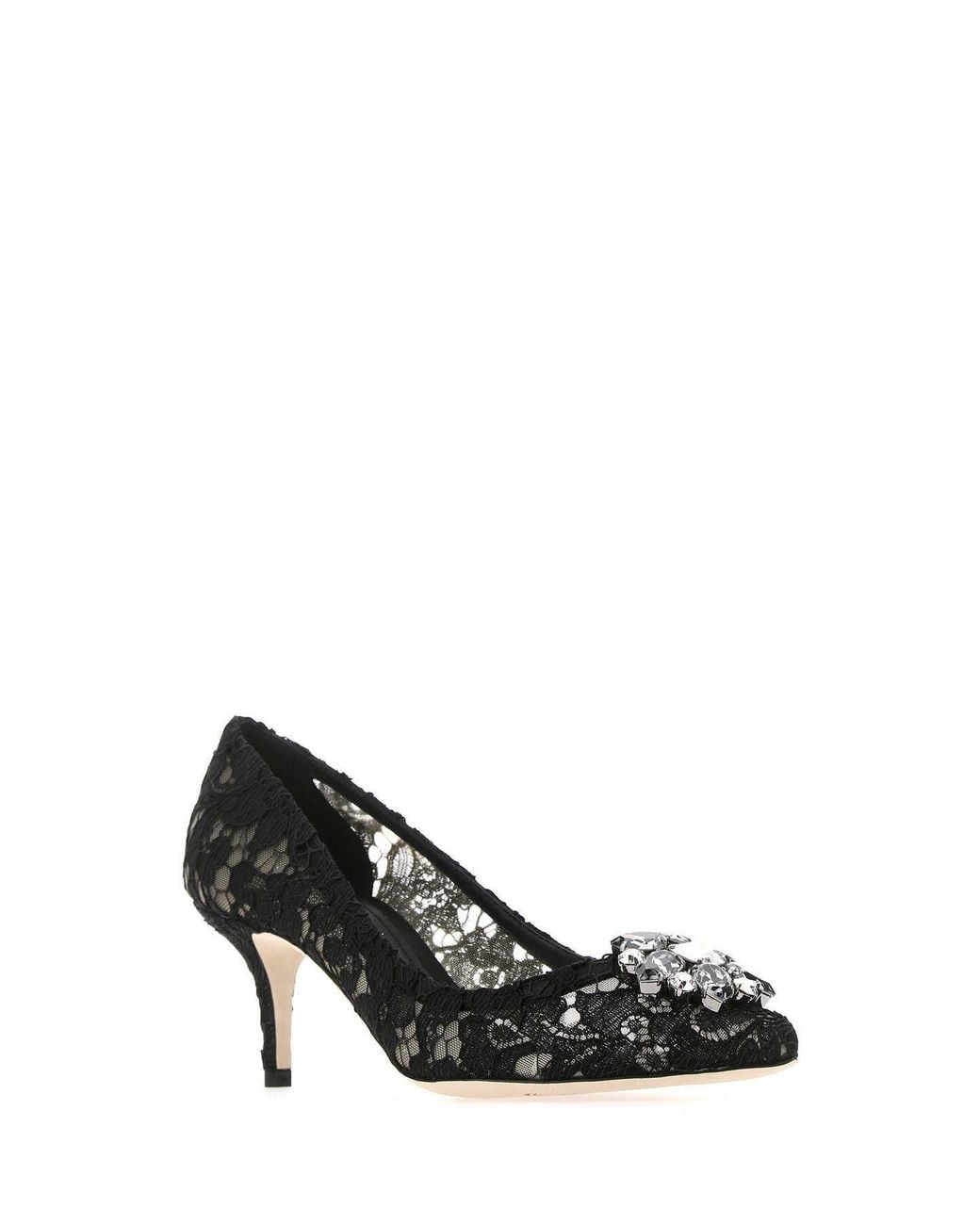 Dolce & Gabbana Black Bellucci Lace Embellished Pumps