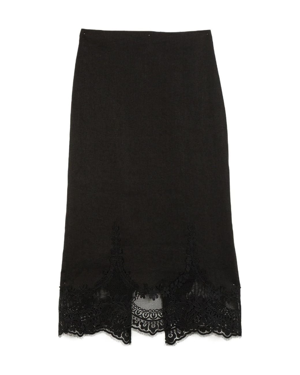 Twinset Black Scalloped Lace Hem Skirt
