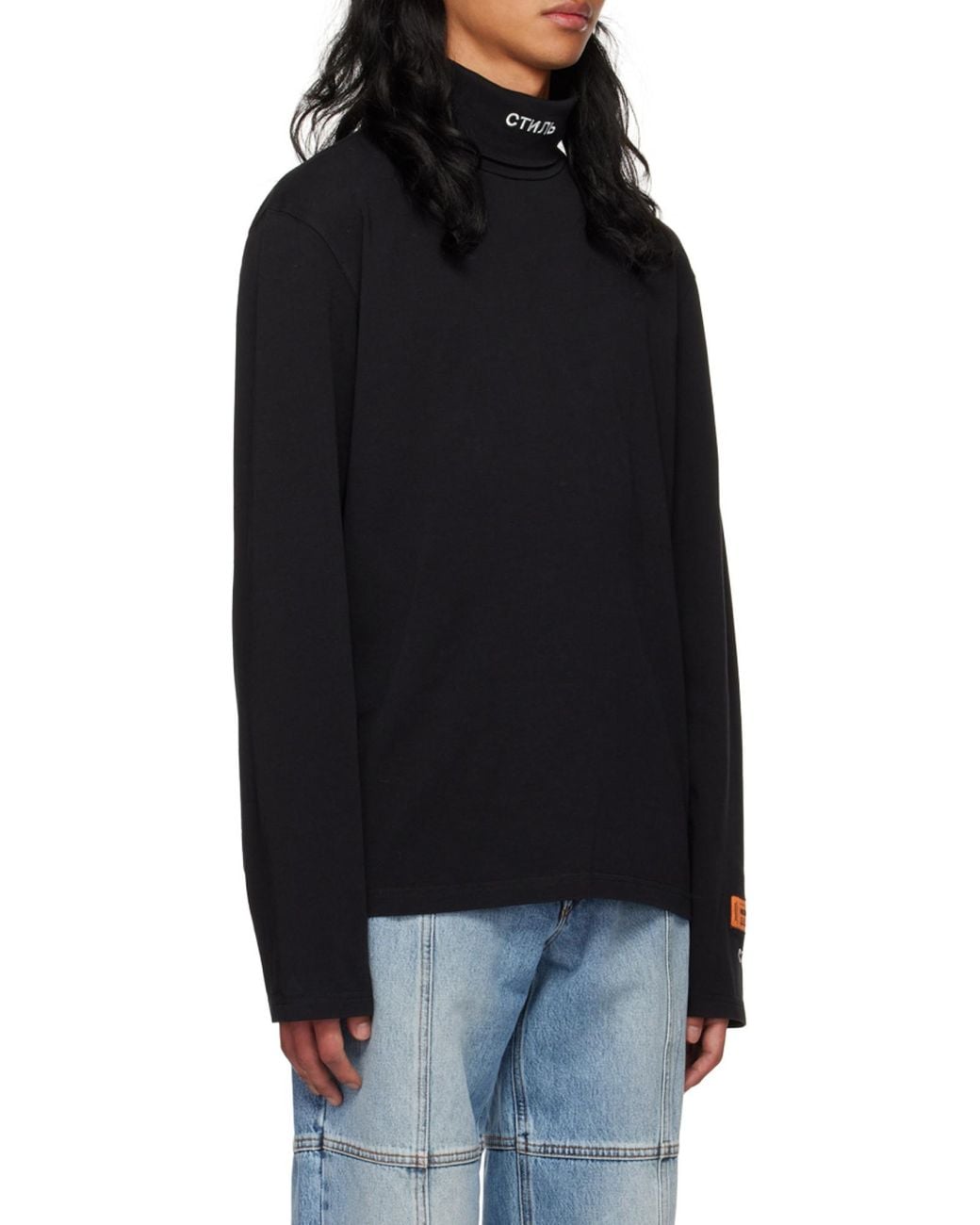 Heron Preston Black Logo Embroidered Turtleneck Pullover for men