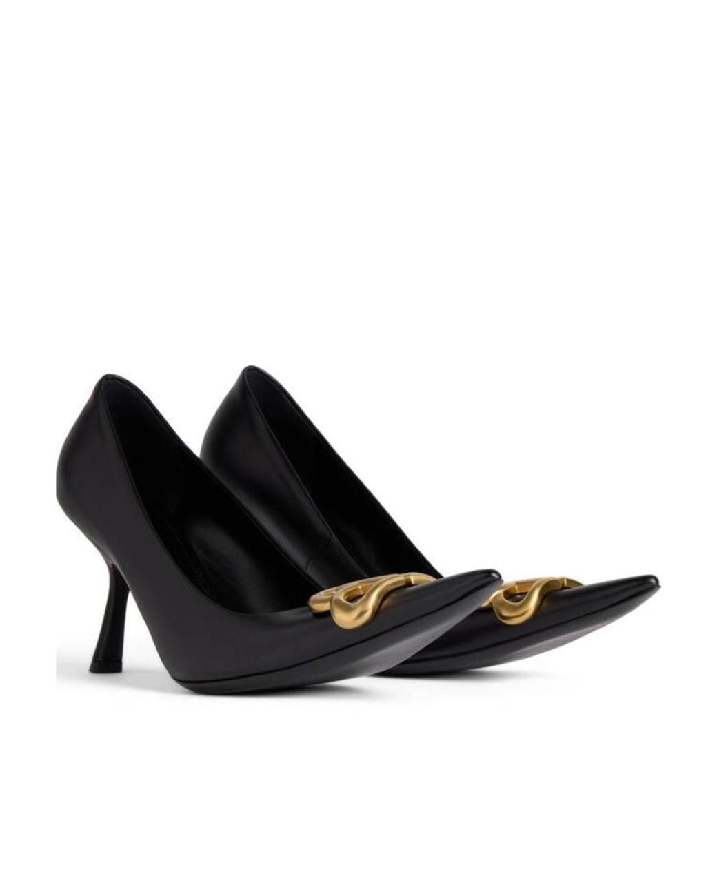 Balenciaga Black Logo Plaque Pointed-Toe Heels