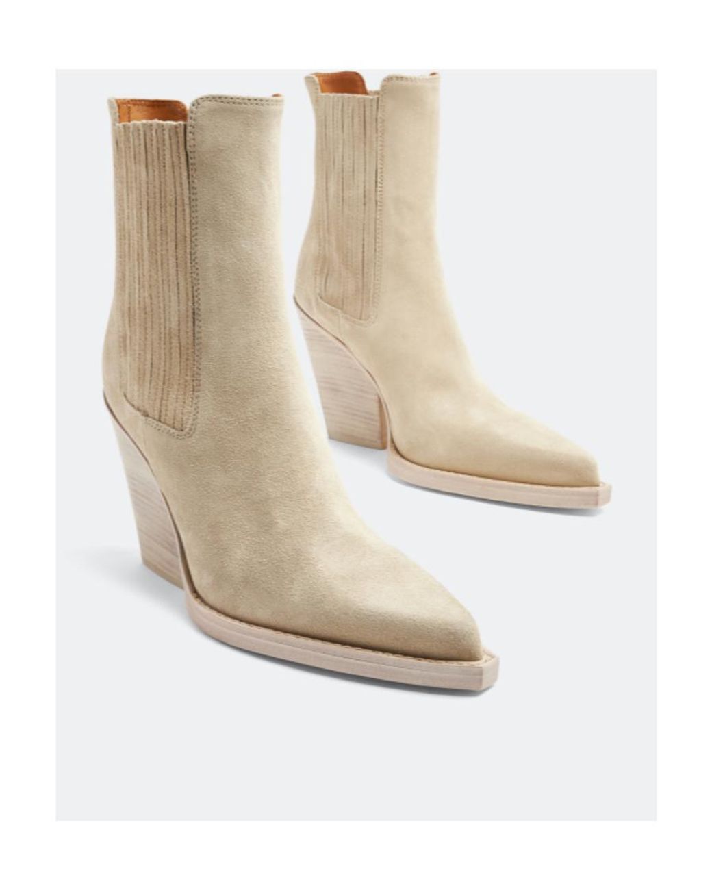 Paris Texas Natural Logo Thick Heel Short Boots