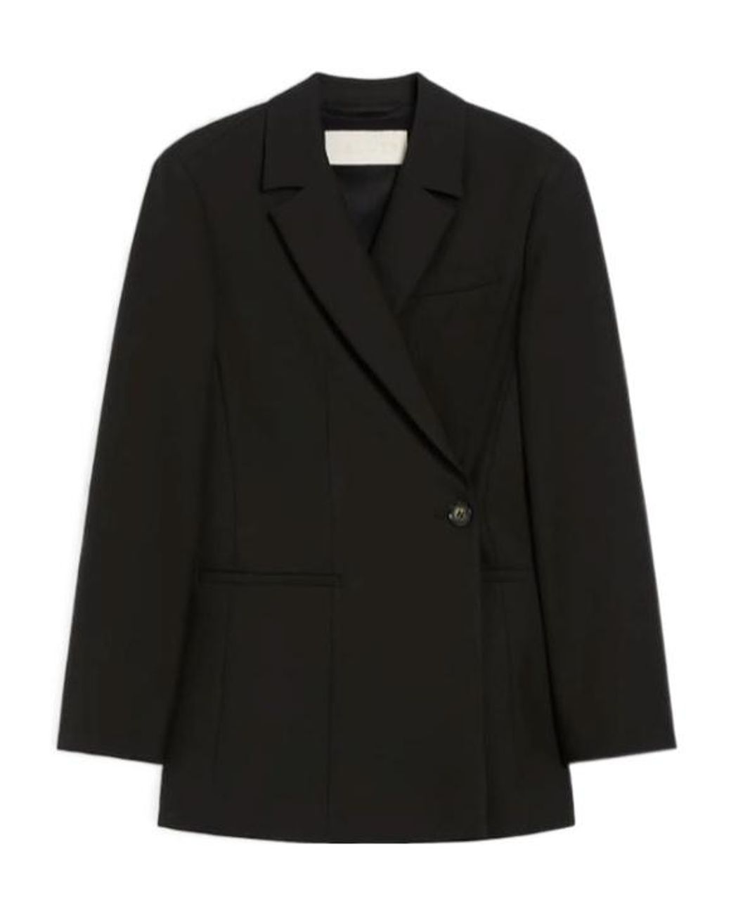 iBlues Black Notched-Lapel Double-Breasted Blazer