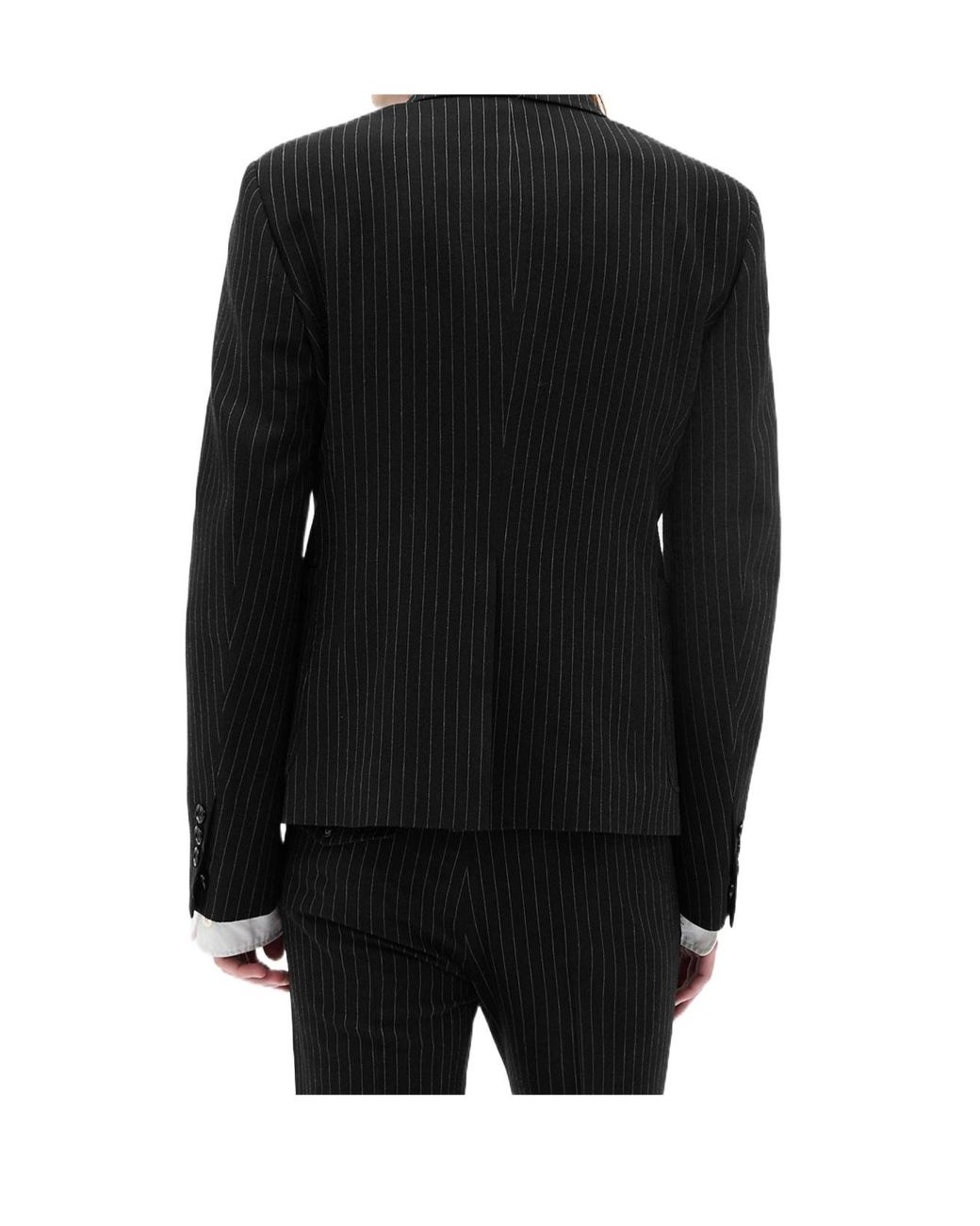Ann Demeulemeester Black Rami Pinstripe-Pattern Blazer for men