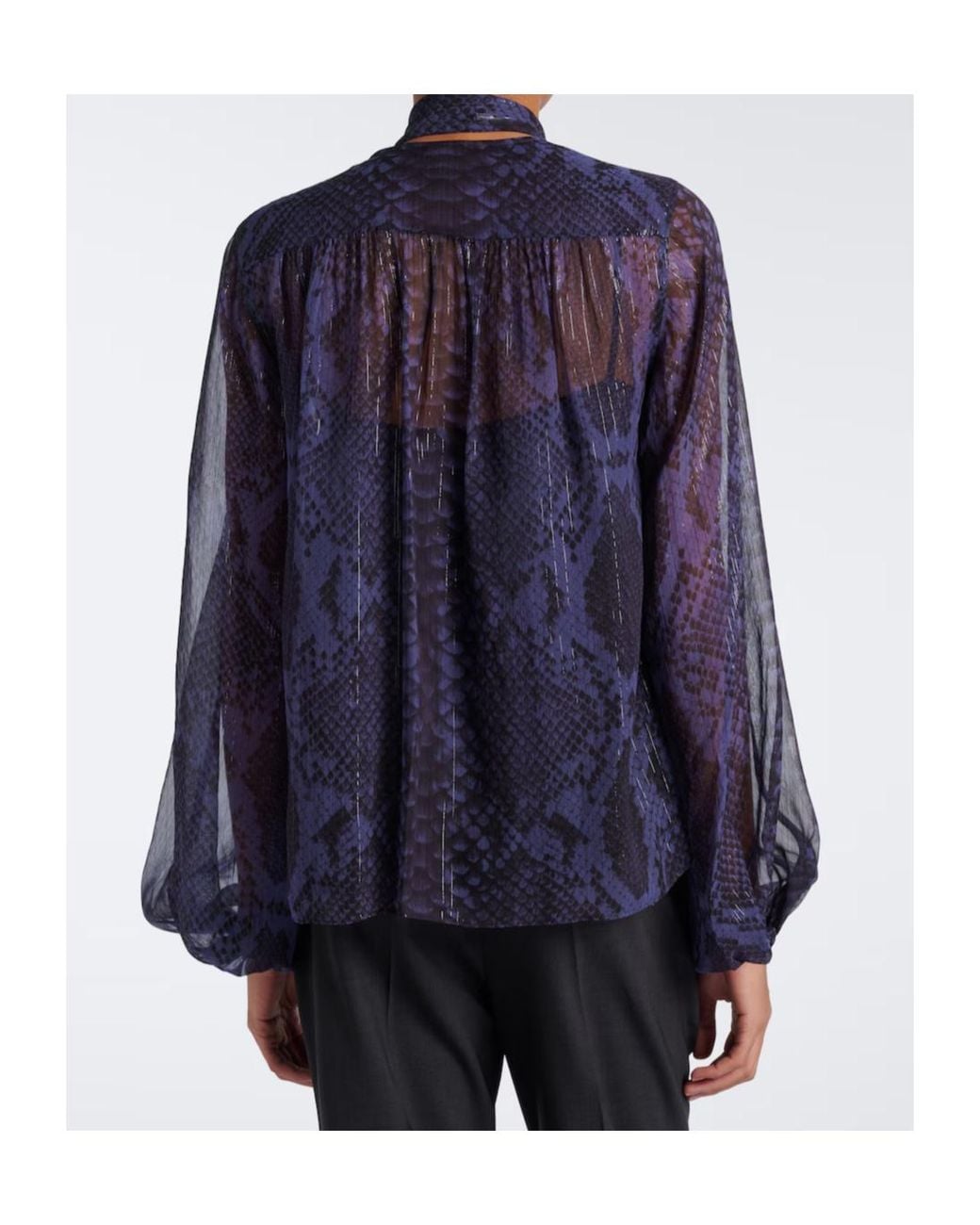 Joseph Blue Sally Chiffon Bow-Tie Blouse