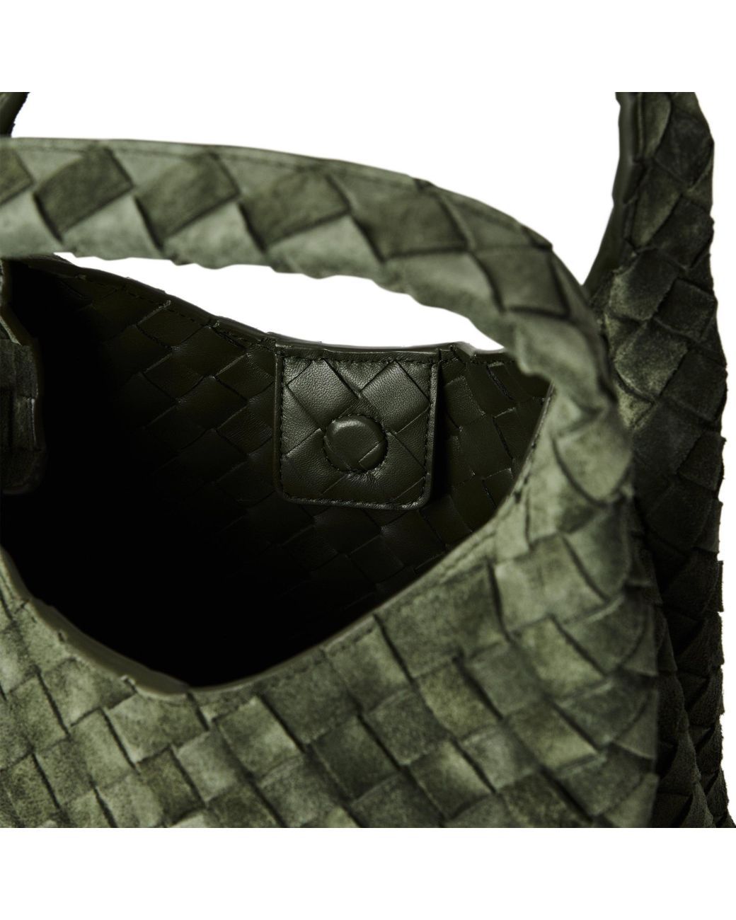 Bottega Veneta Green Military Suede Woven Handbag