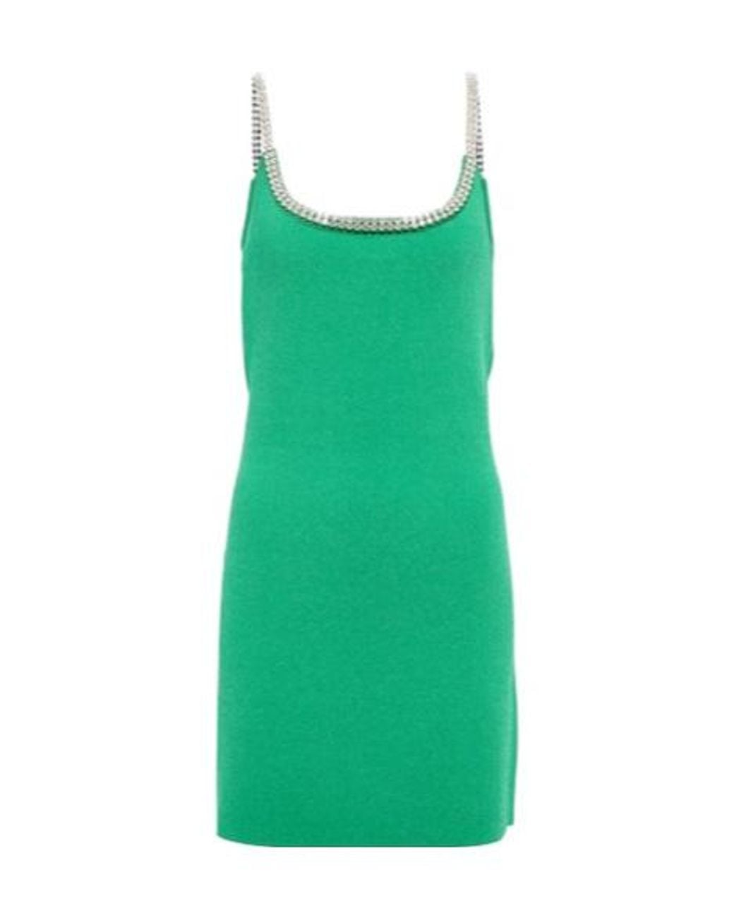 Rabanne Green Crystal-Embellished Knit Minidress