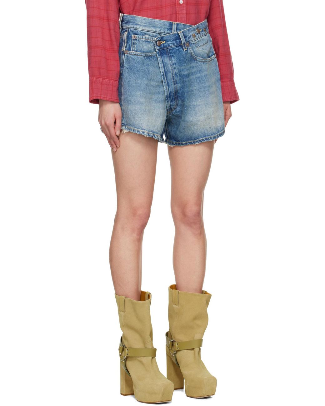 R13 Red Belt Loop Denim Shorts