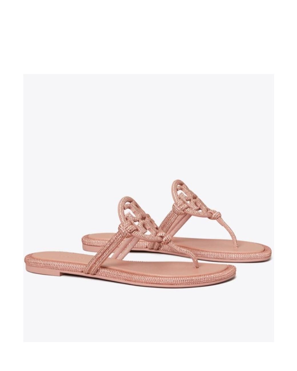 Tory Burch Pink Miller Pavé Crystal-Embellished Thong Slippers