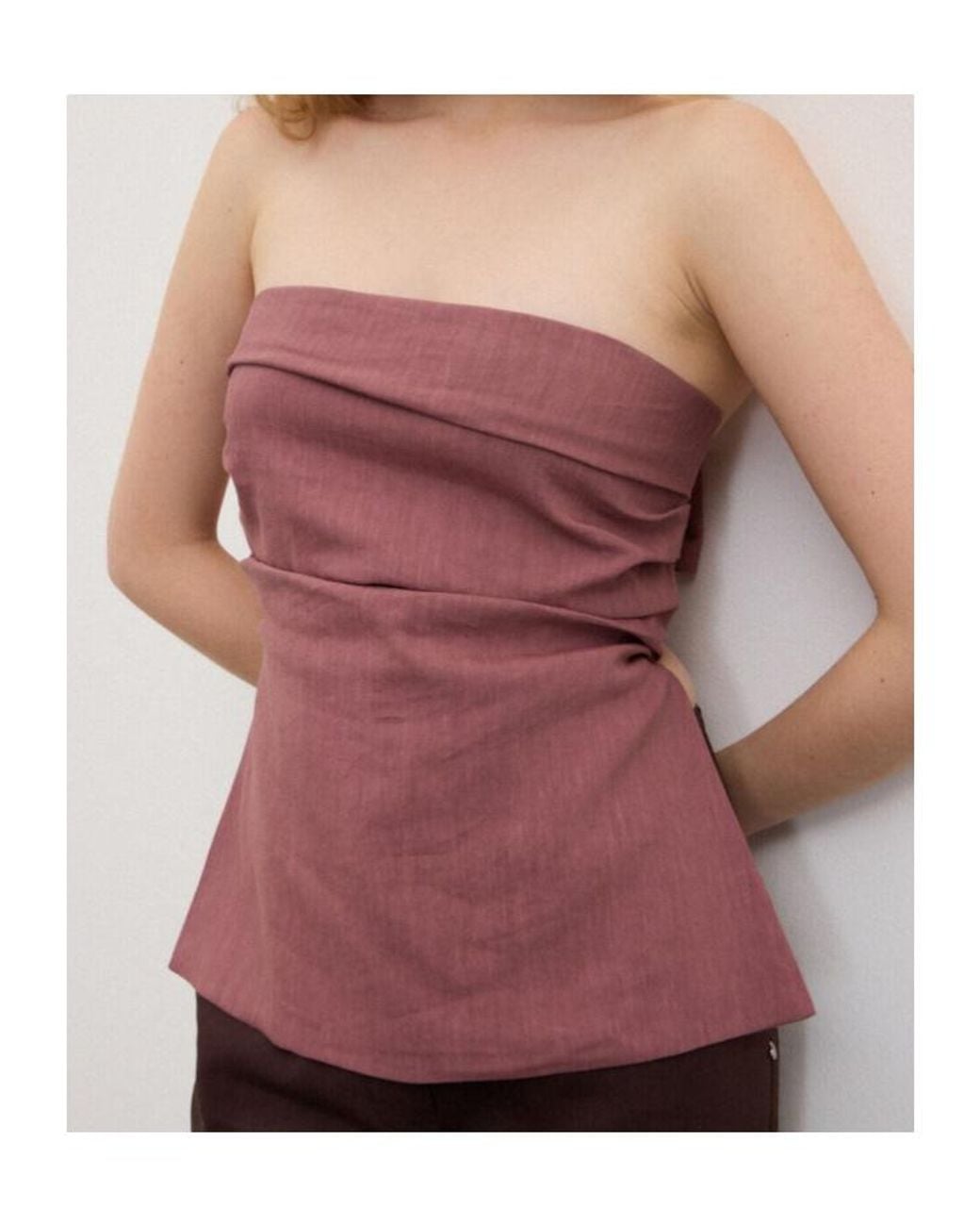 Ottod'Ame Purple Ottod'Ame Draped Strapless Tie-Back Top