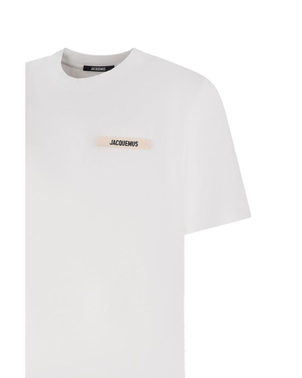 Jacquemus White Logo Patch Crew Neck T-Shirt for men