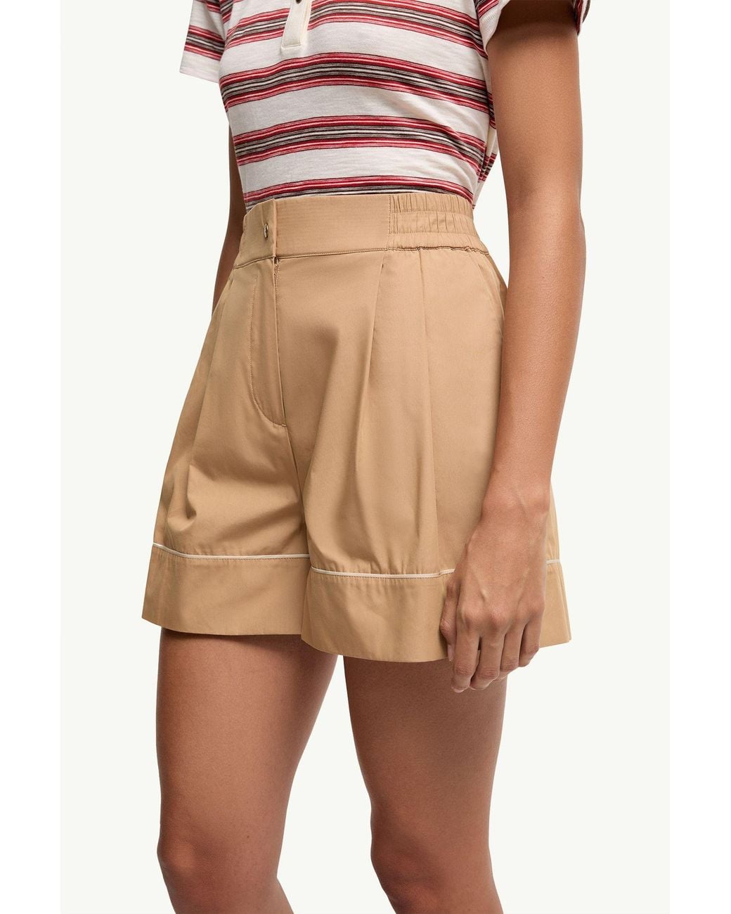 Moncler Natural Logo Patch Tailored Shorts